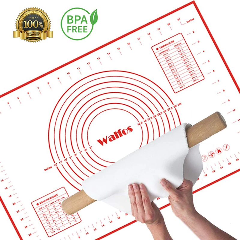 

WALFOS 40*60cm Large size of silicone baking mat,attach scale Kneading dough mat,non-stick Silicone baking rolling pastry mat