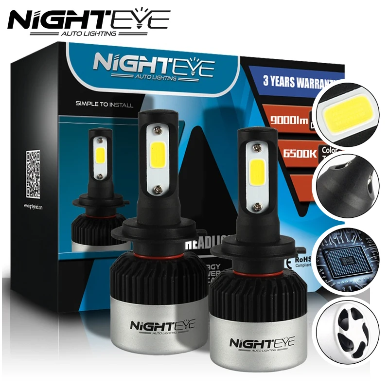 NIGHTEYE супер яркие фары автомобиля H7 светодиодный лампы H1 H4 H11 9005 HB4 9006 Авто лампа 72