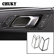 CHUKY углеродного волокна автостайлинг, внутренний двери чаши границы Декоративные наклейки для Porsche Macan аксессуары
