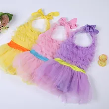 Лето для девочек чистая Одна деталь Купальники для малышек детский ванный комплект розового и фиолетового цветов платье принцессы Плавание Костюмы# ES