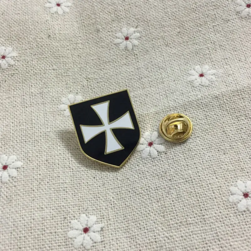 10pcs Freemason Enamel Badges White Cross Black Shield Christian Army Crusader Knights Templar Masonic Lapel Pin and Brooches | Дом и сад