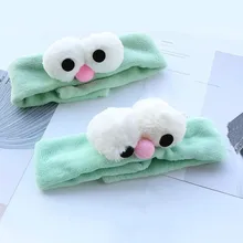 Мягкие милые модные Мультяшные повязки для волос для мытья глаз для женщин, косметическая маска, аксессуары для ванной комнаты, широкая повязка на голову, инструмент для укладки волос