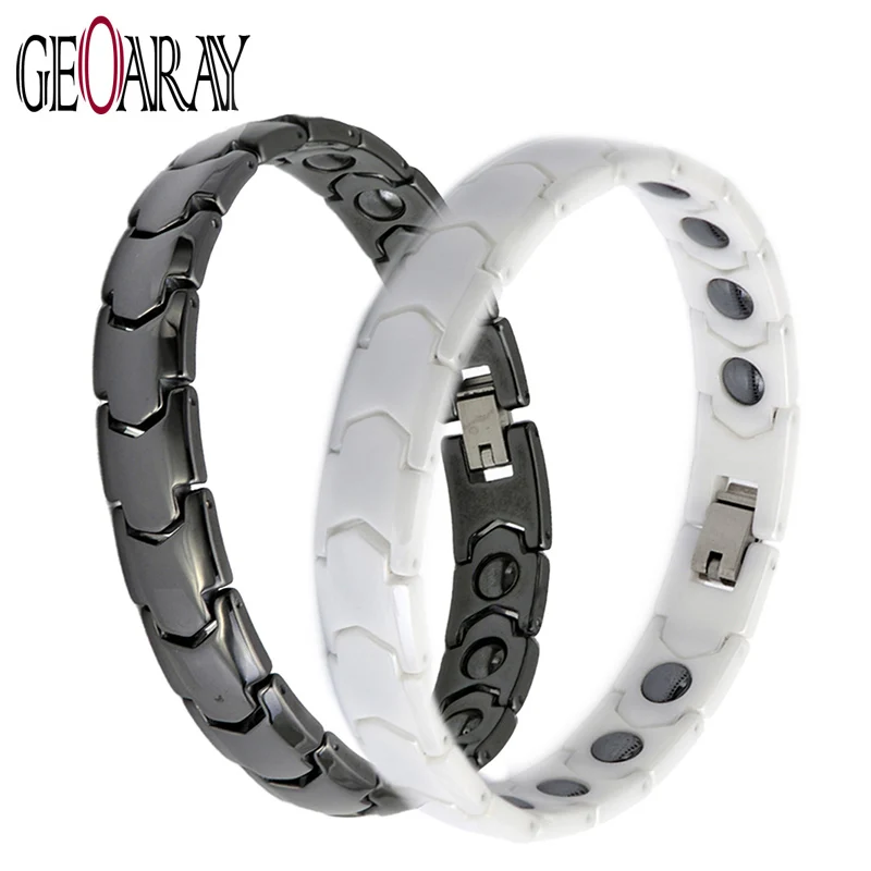 Geoaray браслет для влюбленных из гематита для мужчин и женщин ювелирные изделия здоровые керамические черно-белые браслеты и браслеты юбилеи аксессуары - Окраска металла: Lovers