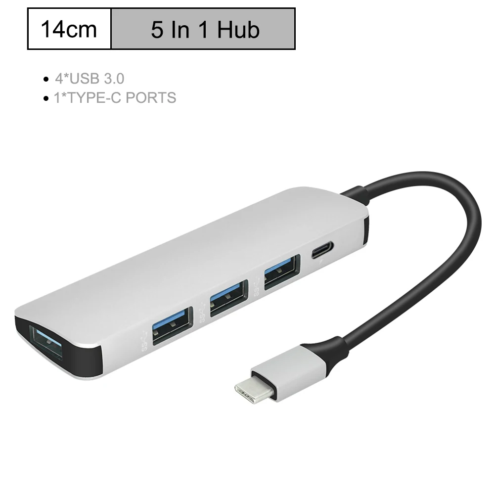 

5 in 1 USB Type C Hub Hdmi PD Power Delivery Port 4 USB 3.0 Ports USB C Hub Adapter for Mac book Pro Thunderbolt USB C HUB