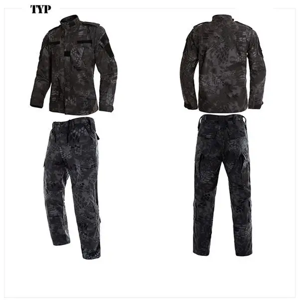 Для мужчин s ghillie костюмы США Военная ACU армейская хлопковая полиэфирная Мужская Черная питоновая камуфляжная форма тактическая Боевая камуфляжная форма 1 комплект - Цвет: 9