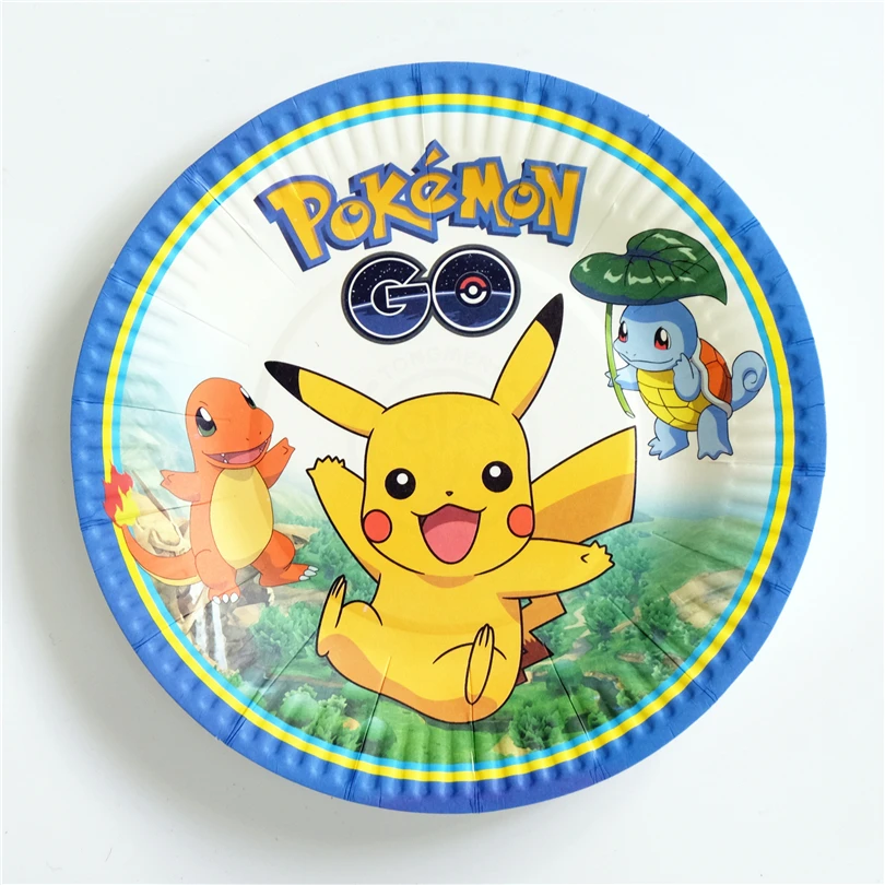 

10pcs/lot paper plate Pokemon Go Pikachu Kids Birthday party supply event party supplies party Decoration Set