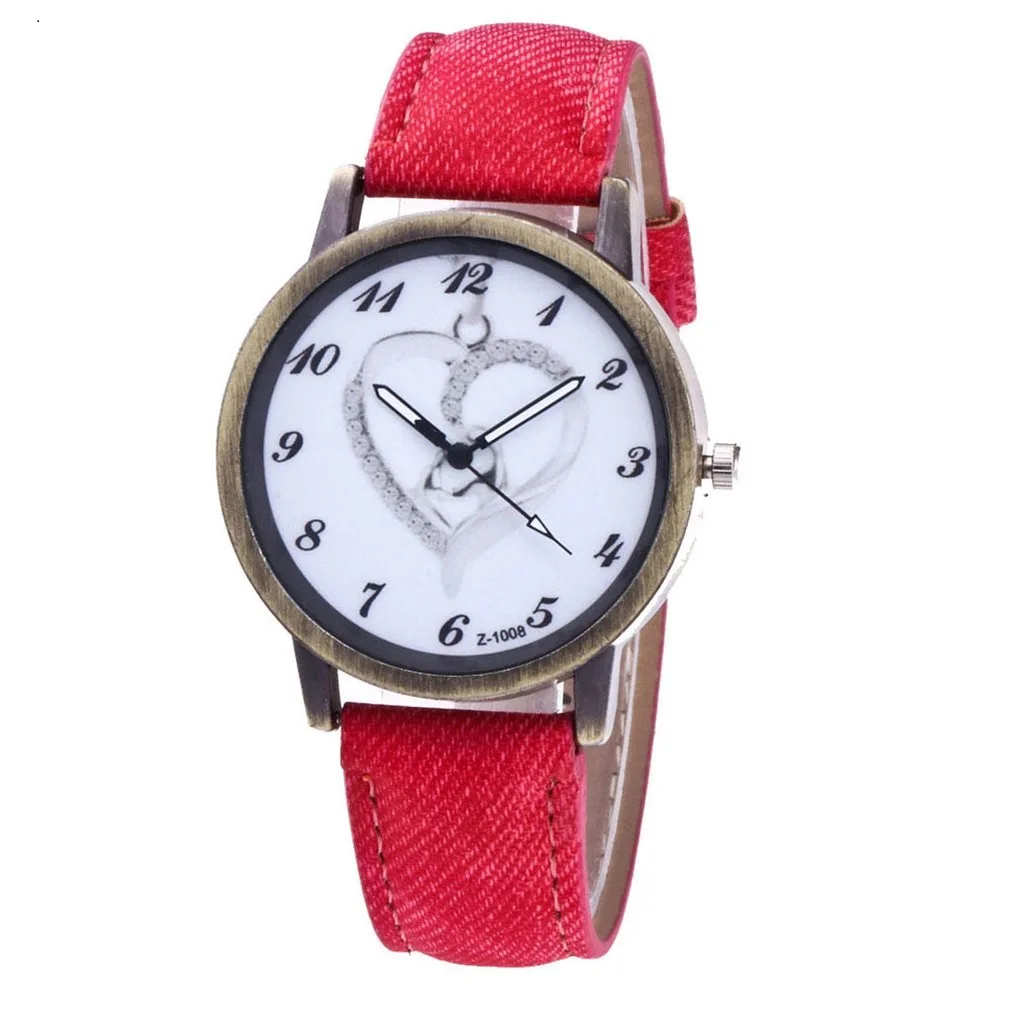 Trendy Women Quartz Watch Slim PU Leather Strap Round Dial Quartz