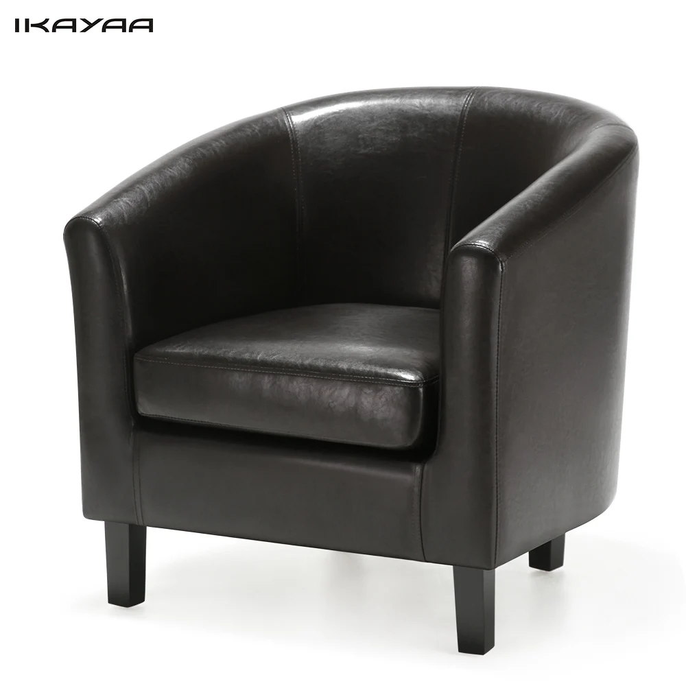 Ikayaa Us Fr Stock Chair Pu Leather Barrel Tub Armchair Accent Ikayaa Us Fr Stock Chair Pu Leather Barrel Tub Armchair Accent Club Single Sofa Living Room Furniture Wood Legs In Sofas From
