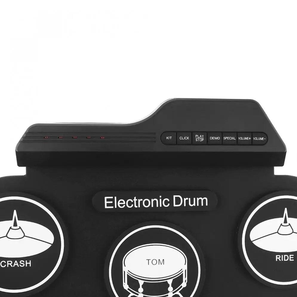 Портативный электронный цифровой USB 7 подушечек свернутый набор силиконовый Электрический барабанный комплект с барабанными палочками и поддерживающей педалью