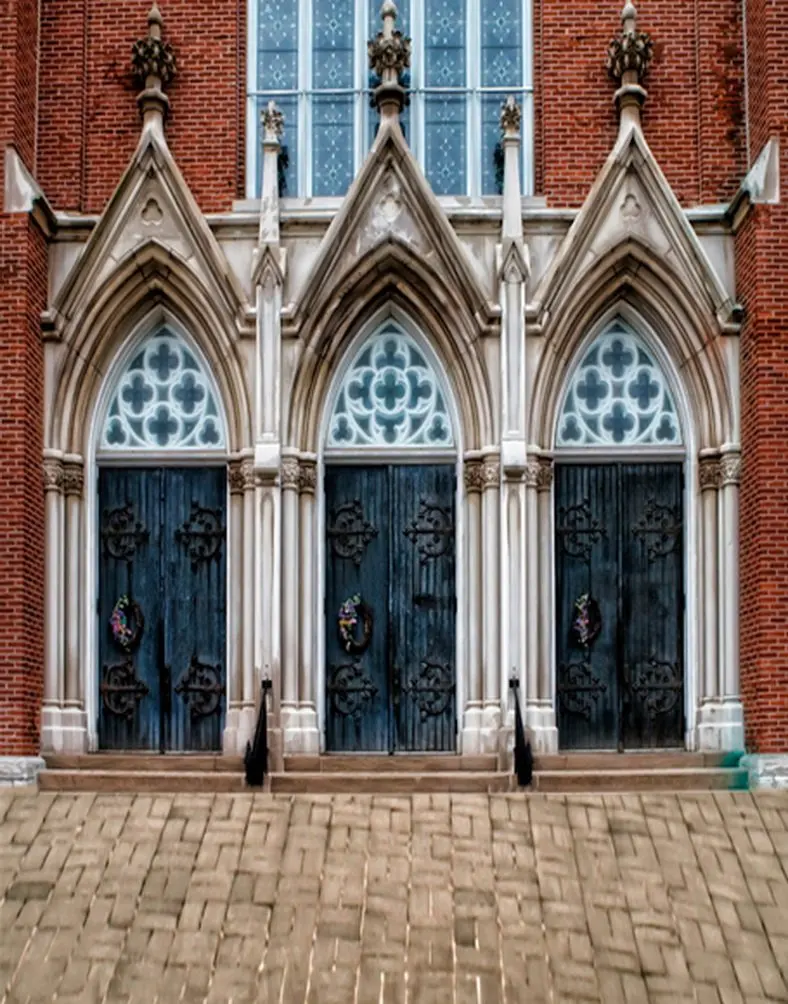 

5x7ft Vintage Door Red Brick Building Photography Backdrops Photo Props Studio Background