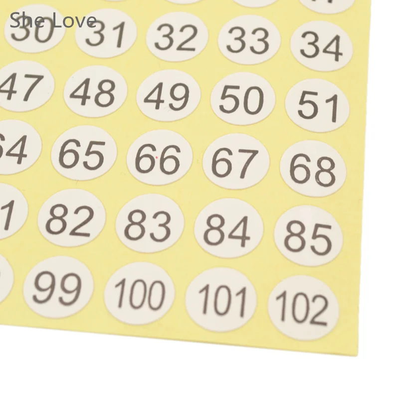 Chzimade 5 Sheet White Round Numbers 1-102 Self Adhesive Decorative Stickers