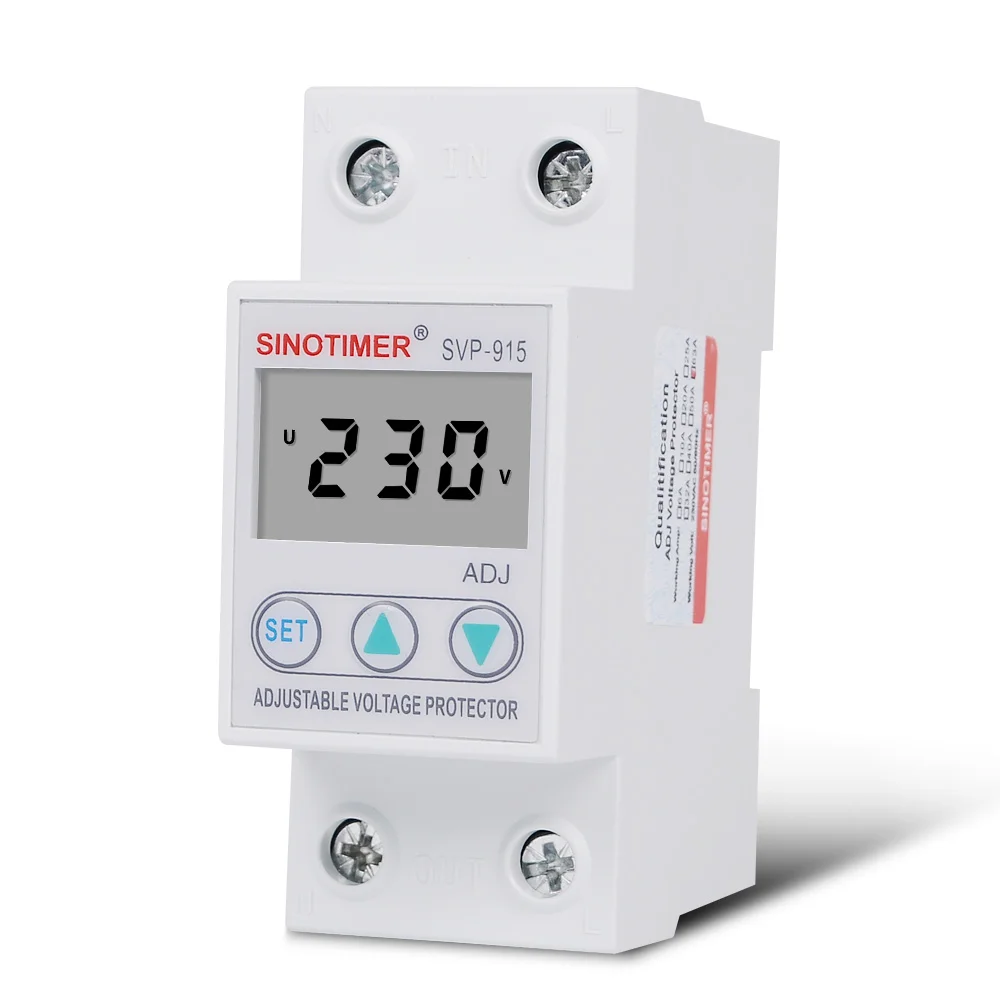 Dispositivo de Proteção contra Surtos Monofásico Trilho Lcd Digital Ajustável Tensão Protetor Automático Reconectar Relé 40a 63a 80a Din 5 digital ajustável tensão protetor automático reconectar dispositivo
