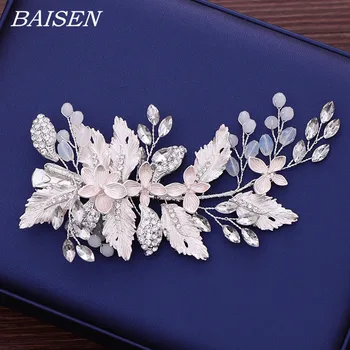 

Metal Leaf Flower Headband Clip Wedding Hair Accessories Rhinestone Hair Jewelry For Women Bride Exquisite Head Jewelry