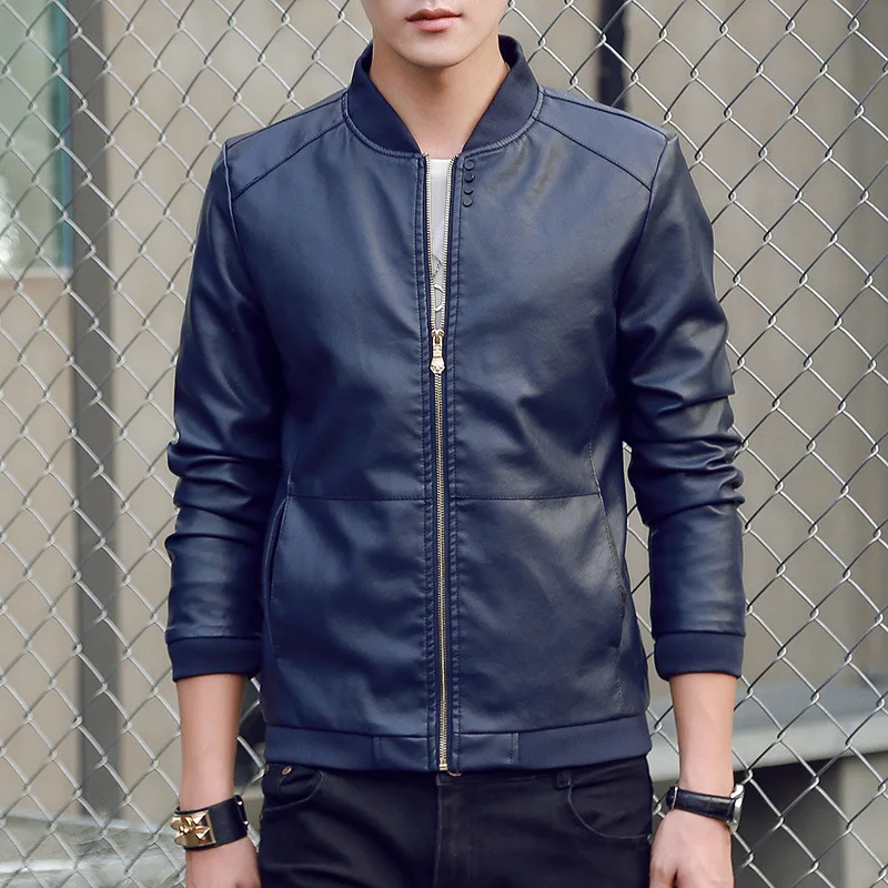 

2019 Autumn Winter Men's Leather Coat Korean Slim Fit Leather Jackets Fashion Casual Outwear for Man Motorcycle Leather Coats