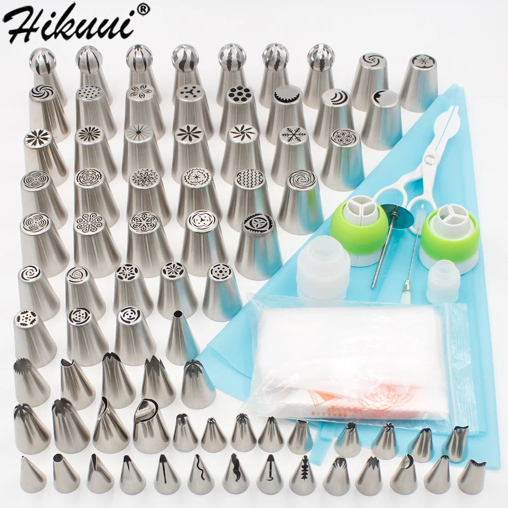 

76pcs Cake Decorating Tools Stainless Steel Pastry Nozzle Set Cream Icing Piping Tips Pastry Bag Scissors Coupler Baking Tools