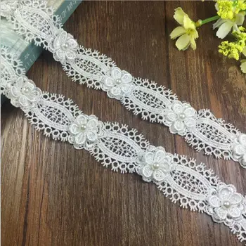 

White Polyester Lace Trim Knitting Wedding Embroidered Diy Handmade Patchwork Ribbon Sewing Supplies Crafts Pearl Trims