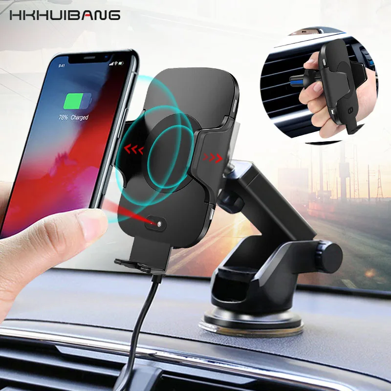 HKHUIBANG 10 Вт автомобильное зарядное устройство 2 в 1 для Iphone /Samsung Беспроводное с
