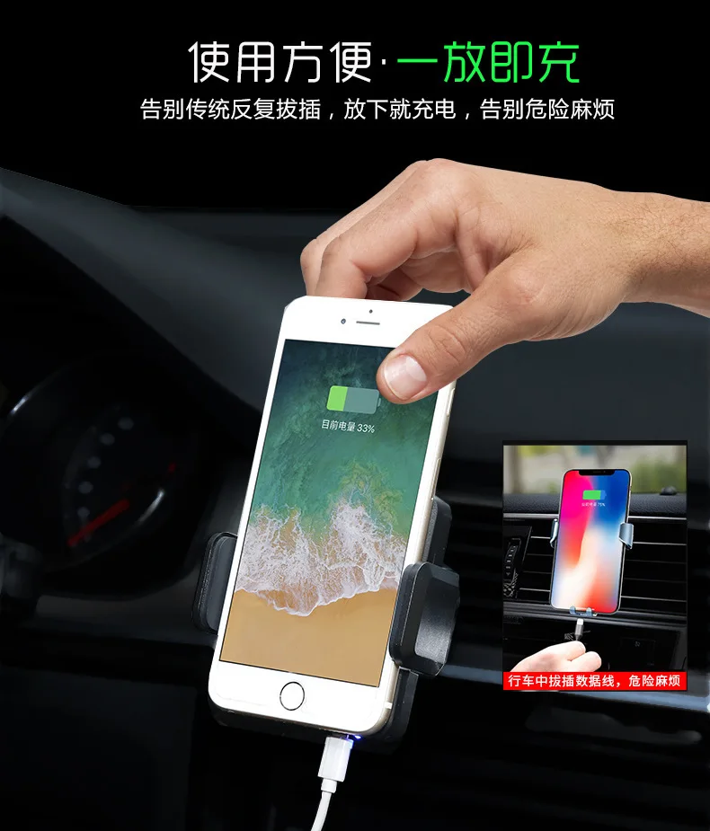 Fast Car Wireless Charger for iPhone XS MAX X Infrared Sensor Car Charger for Samsung galaxy S9 S8 plus S7 S6 edge note 9 8 