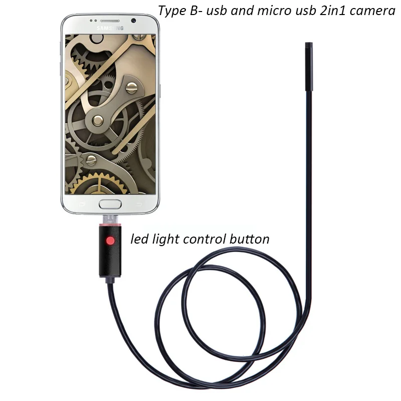 Android эндоскоп камера 5,5 мм объектив 1 м 2 м провод usb-шнур инспекционный эндоскоп OTG usb-бороскоп камера ремонт автомобиля