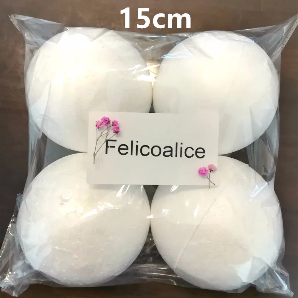

Felicoalice Diameter 15cm 4pcs white Modelling foam balls Craft Polystyrene Styrofoam balls Decorative Foam Round Balls