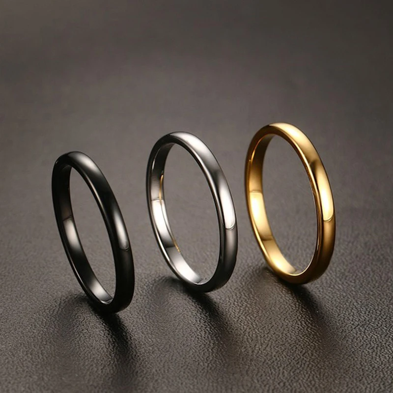 

Female 2mm Width Small Ring Quality Tungsten Carbide with Gold Gun Black Plated Wedding Ring for Women Size 6 7 8 9 10 11