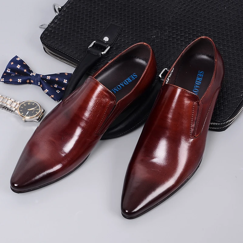Casual Chaussures Noir wine Cuir Profonde Vache En Peu Tête Bouche Red Hommes Robe Tranchant Ventilation Tuziblobo 2019 rsQxdCth