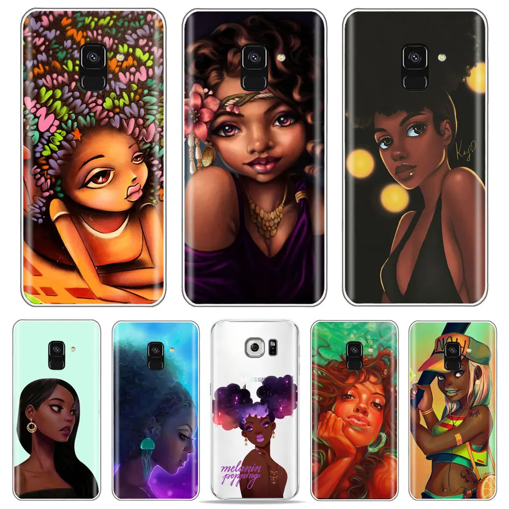 

PUNQZY Afros Black Women Hair Art phone Case For Samsung S10 PLUS/s6/S9/s8/s8 Plus A50 A70 A30 S10 Melanin A6 2018 Soft TPU Case