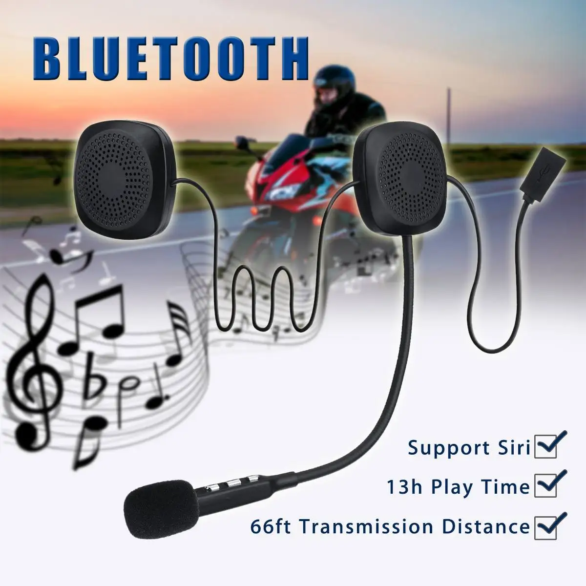 

50M Waterproof Moto Bluetooth Wireless Anti-interference Helmet Headset Hands Free bluetooth V4.2 Intercom for Motorcycle