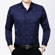 Новое поступление Весна мужские маленькие цветочные умные деловые рубашки мужские классические повседневные топы с длинными рукавами рубашки Vestidos мужские 1629