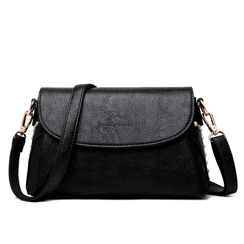 

Cloth Shake Light luxury Women PU Leather Handbags Lady Fashion Rivet Crossbody Bags Women Brand Casual Designer Messenger Bag