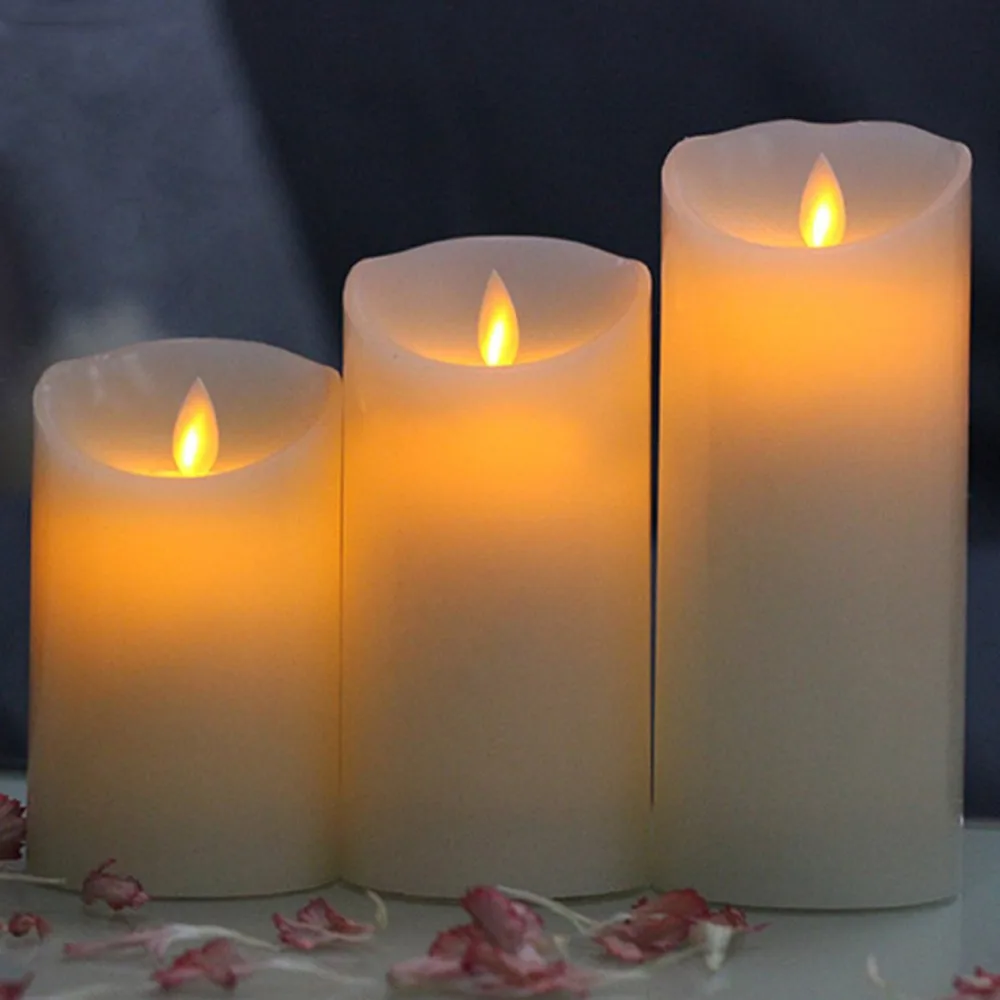 

3 pcs/set Electronic Flickering Flameless LED Candle Light Flicker Candles Safe Night Lamp Mood Lighting with Remote Control New