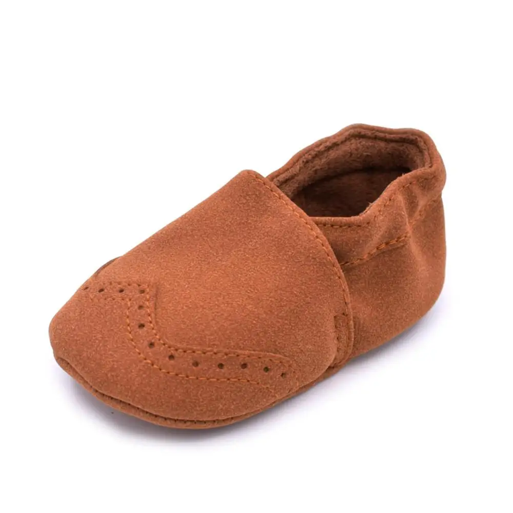 Новинка; мокасины из флока для малышей; обувь для новорожденных; мягкая подошва; Детские Сникеры - Цвет: Brown