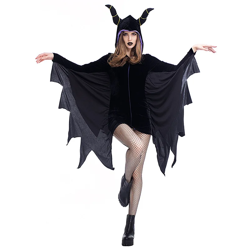 

Womens Deluxe Maleficent Black Christening Evil Witch Gown Halloween Costume