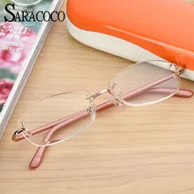 SARACOCO, Ретро стиль, без оправы, очки для чтения, женские, модный бренд, дальнозоркость, Пресбиопия, ультра-светильник, Анти-усталость, очки из смолы, T02
