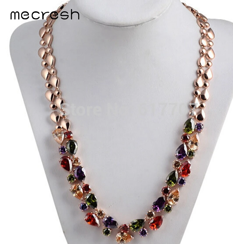 

Mecresh Multicolor Mona Cluster Cubic Zirconia Necklace Fashion Necklaces for Women 2018 Rhinestone Jewelry XL003