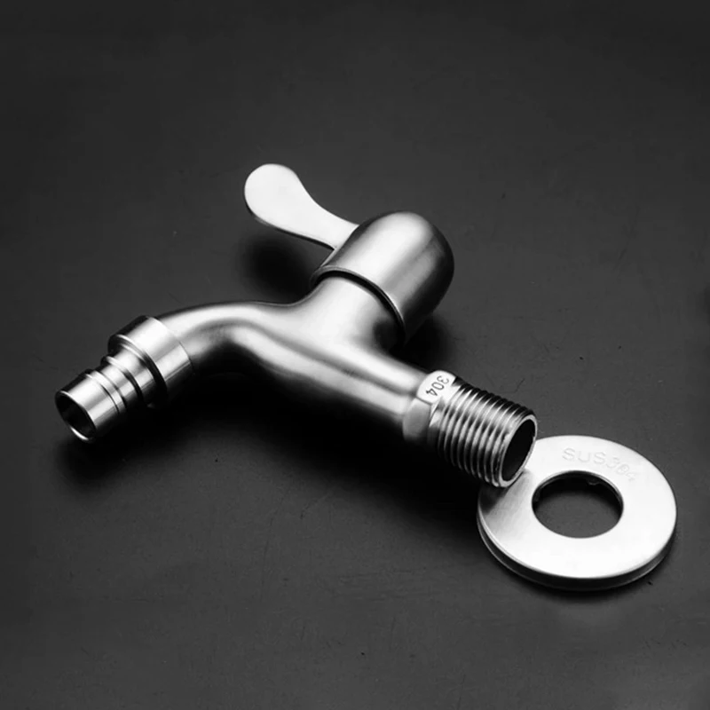 

Wall Mounted Washing Machine Faucet Stainless Steel G1/2 Quick Opening Singe Cold Water Bibcock Mop Pool Water Tap For Outdoor