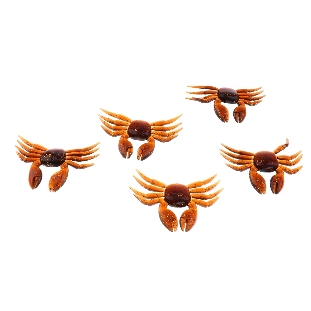 5 Pieces 3D Simulation Soft Crabs Fishing Bait Artificial Bait Superb Realistic Gliding Action Fishing Lures Hooks Tackle