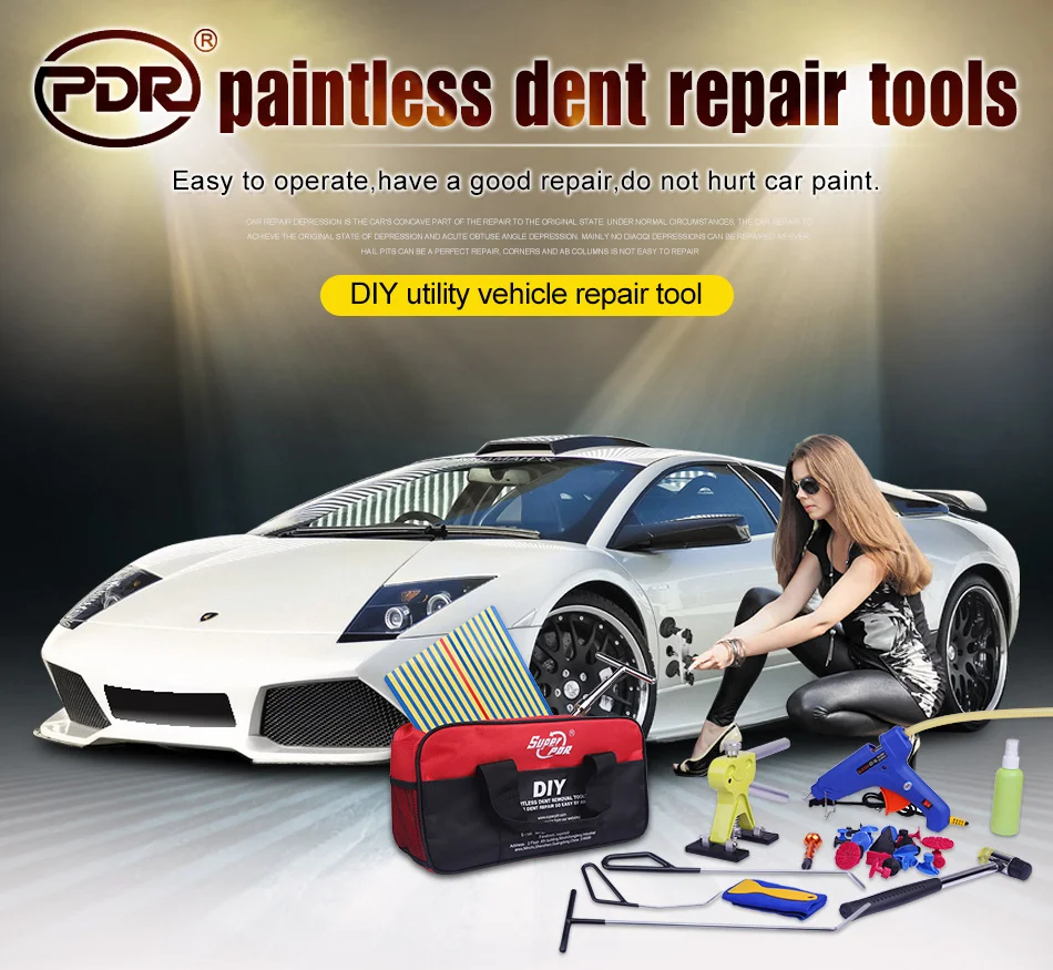 Super PDR Tools Kit For Car Paintless Dent Repair Tool Hail Dent Removal Kit auto dent pullers suction cup dent pulling bridge