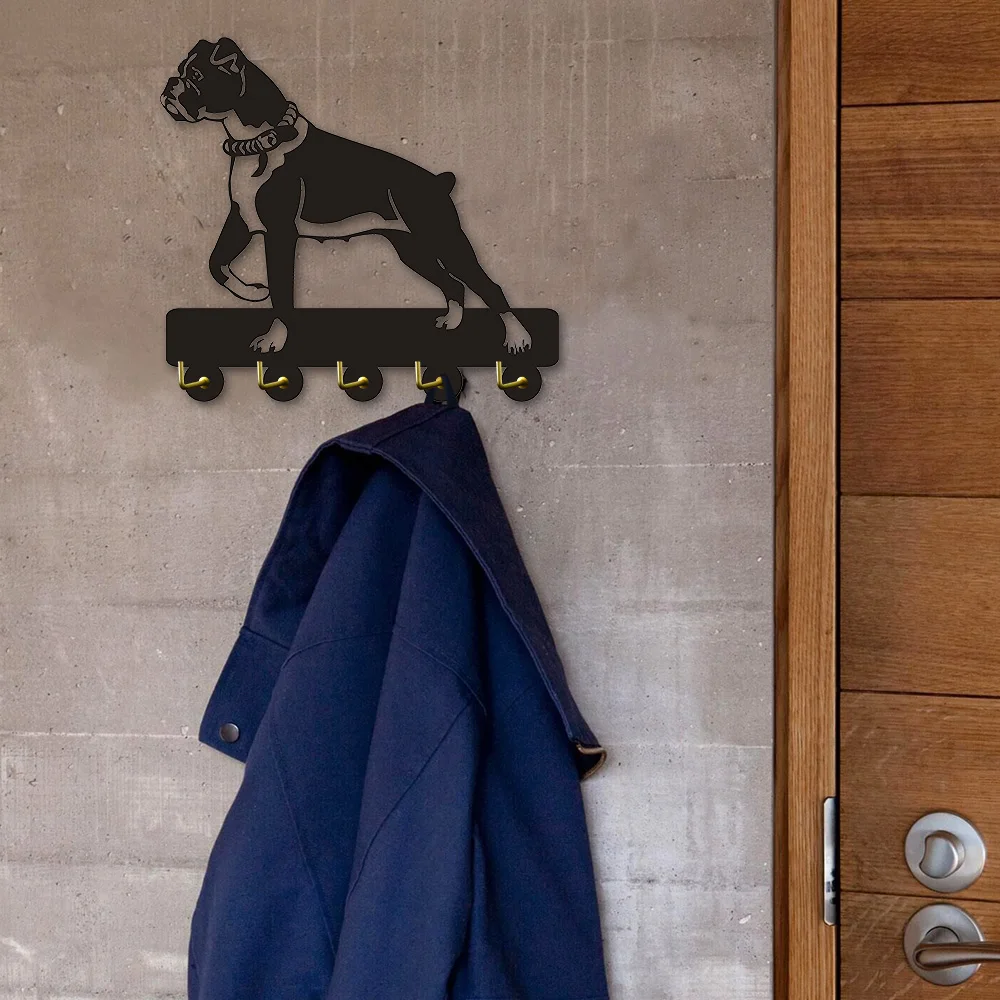 1Piece Boxer Dog Wall Door Animals Coat Clothes Key Hook Hanger Living