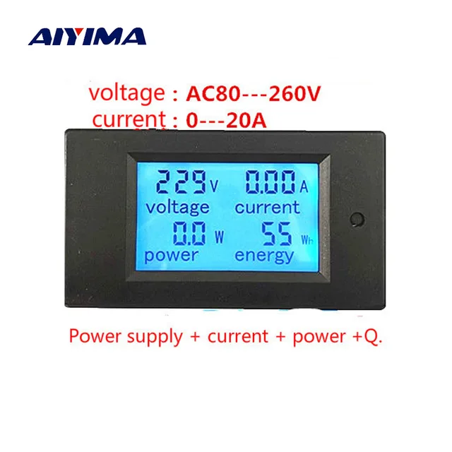 aiyima digital wattmeter 20a ac multifunction digital led power