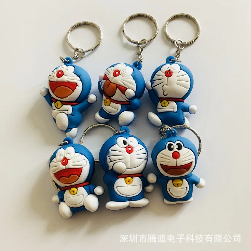 

Doraemon 3d stereoscopic cartoon PVC Keychain cute anime key chain silicona para llaves Bag Charm Keyring Jewelry kid toys Party
