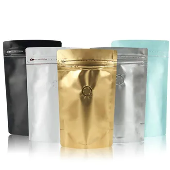 

100pcs 130x210x80mm Side zipper valve stand-up bag coffee food tea candy packaging bags kitchen storage pocket