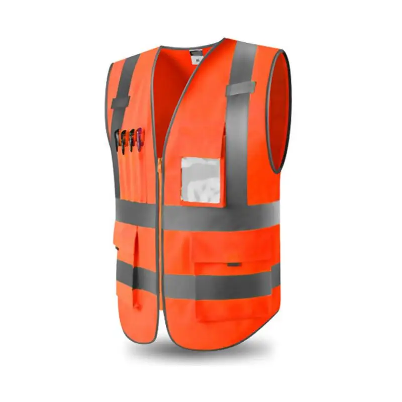 Унисекс Открытый регулируемый Hi-Vis жилет безопасности Светоотражающая куртка безопасности жилет основовязальная ткань L-XXL - Цвет: Orange