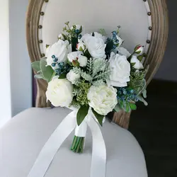 Корея Романтический белый букет невесты из роз ручной работы высокое качество богемный кантри Свадебные цветы Искусственные Свадебные