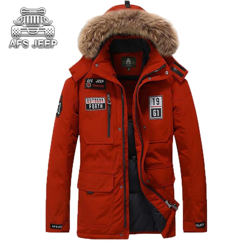 2018 NEW Jeep Brand Thickening Down Parka White Duck Down Jacket Men ...