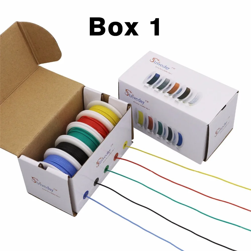AWG flexible silicone cable mixing 10 color box 1 + box 2 package wire tinned copper electronic wire DIY