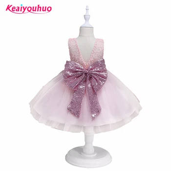 

2018 Fashion Sequin Flower Girl Dress Summer Party Birthday Wedding Princess Toddler Kids Dresses Children Clothing for 0-5 year