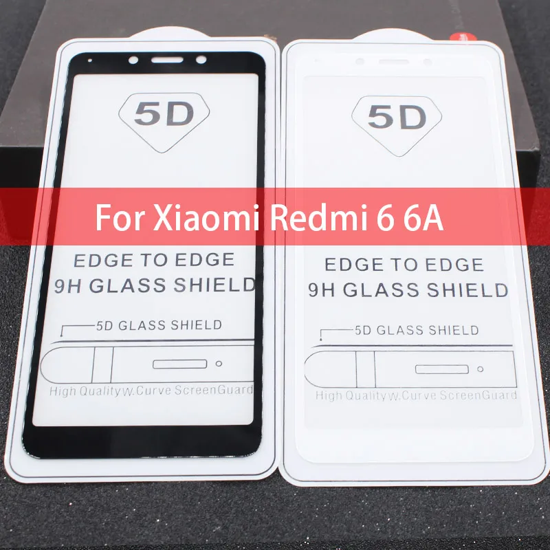 5D Full Curved Edge Premium 9H Tempered Glass For Xiaomi Redmi 6 6A Glue Screen Protector Film Redmi6 | Мобильные телефоны и