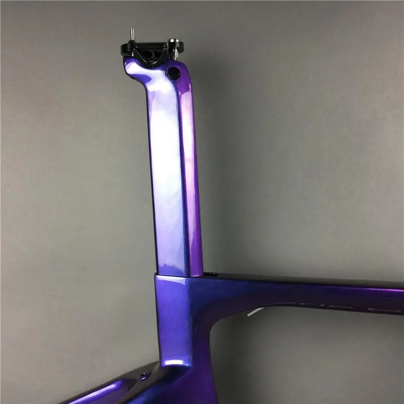 Perfect DIY carbon frame!chameleon paint!3K glossy matte surface road bike bicycle carbono frameset fork seatpost headset included 9
