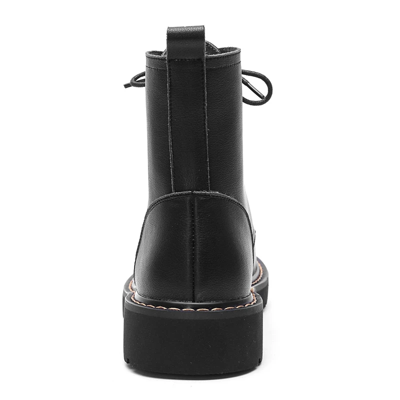 Ceny Skórzane buty Martin kobiety jesień zima kobieta botki A299 moda damska zasznurować beżowe czarne buty niskie obcasy